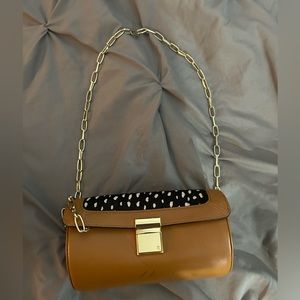 Vince Camuto speckled crossbody, black white and brown leather